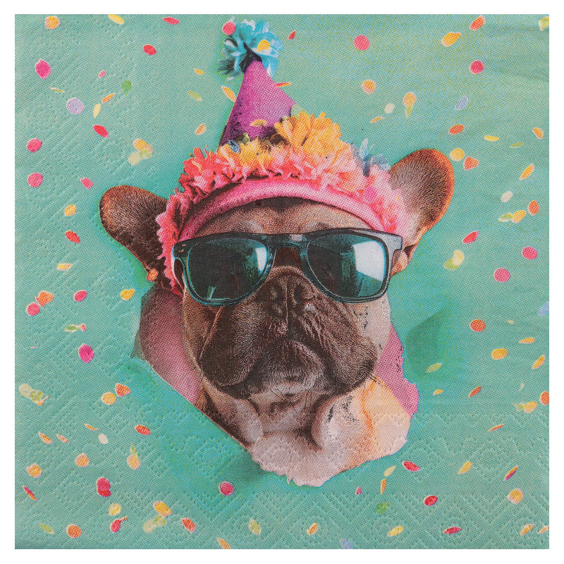 Farverige hunde servietter, 12 stk.