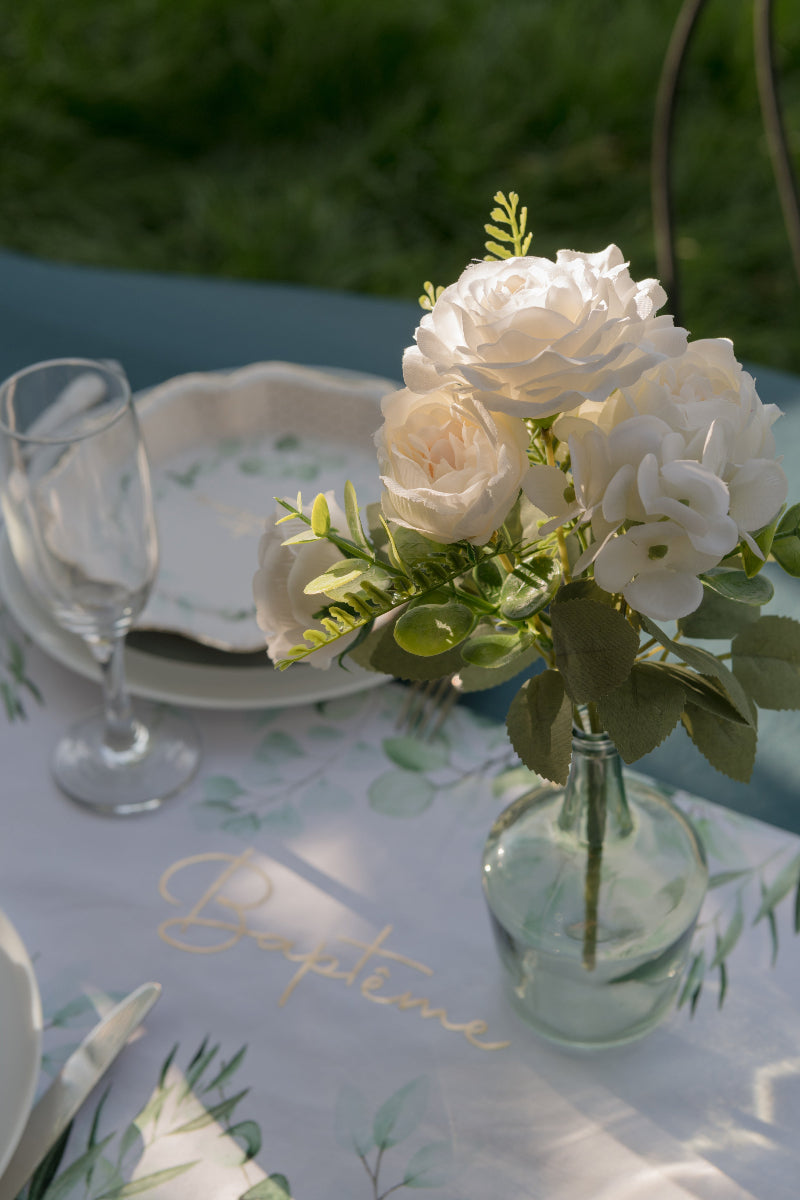 Vase glas grøn 8x14 cm. 1 stk.