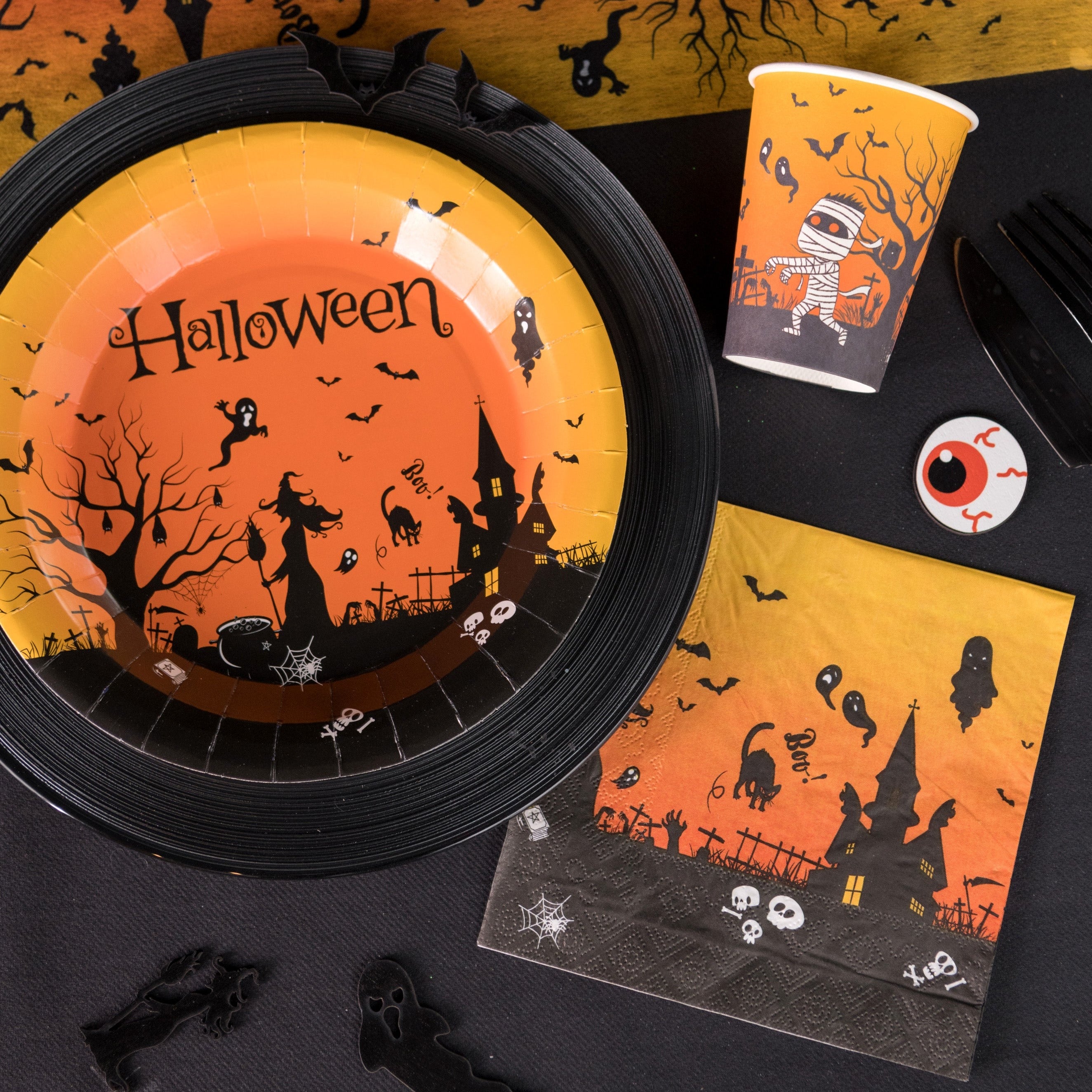 Halloween paptallerken, 22,5 cm, 10 stk.
