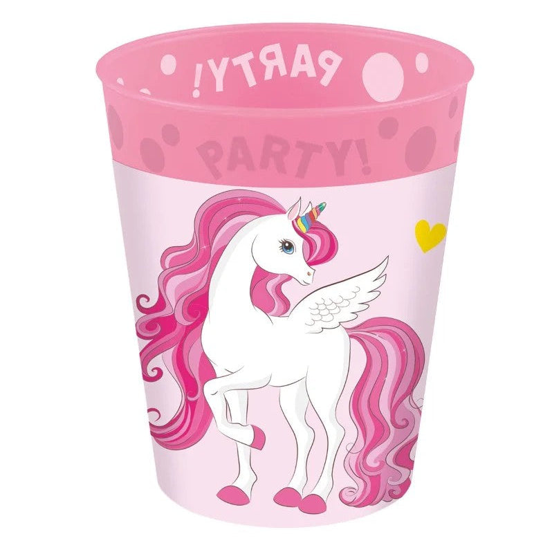 Genbrugelig enhjørning plastkop, 4 stk.