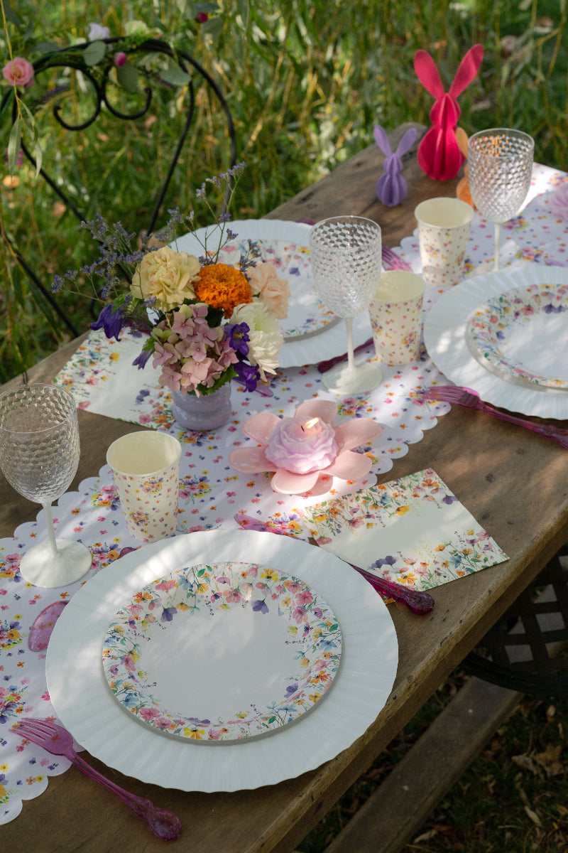 Farverig blomstret serviet, 12 stk.