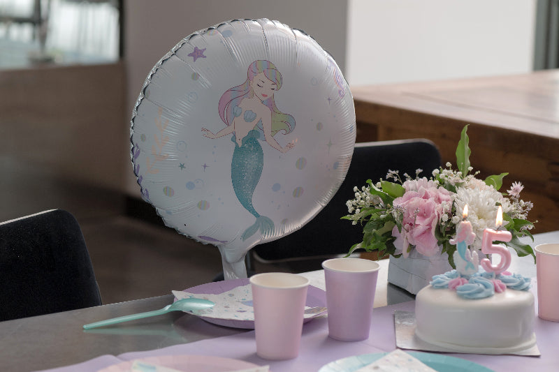 Rund havfrue folieballon, 45 cm.