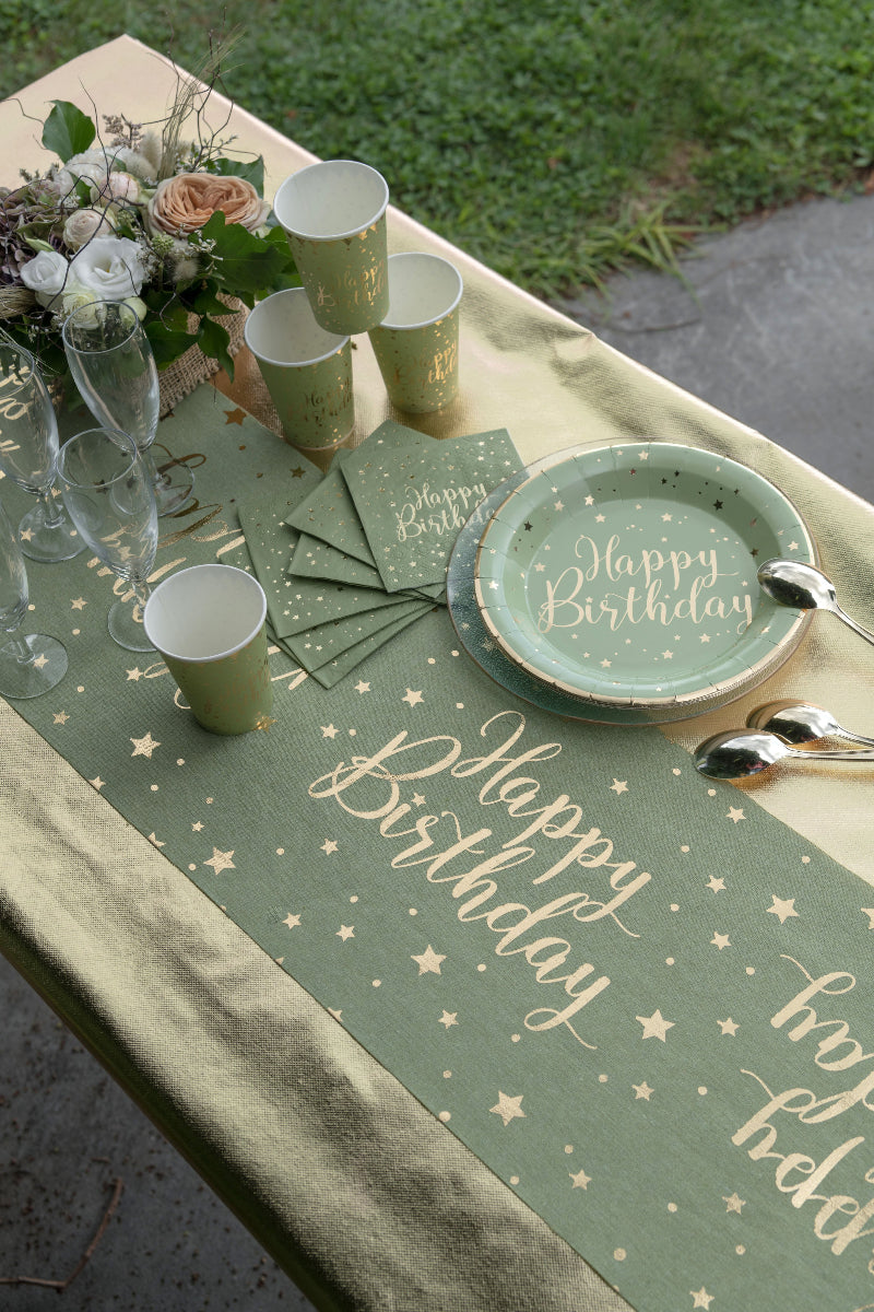 Bordløber lux oliven "happy birthday" 28 cm. 3 m.