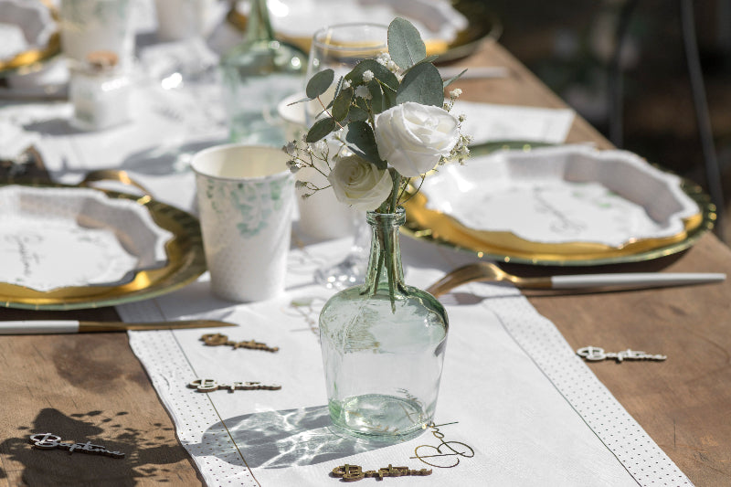 Vase glas grøn 8x14 cm. 1 stk.