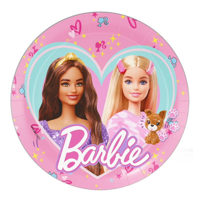 Barbie paptallerken, 18 cm, 8 stk.