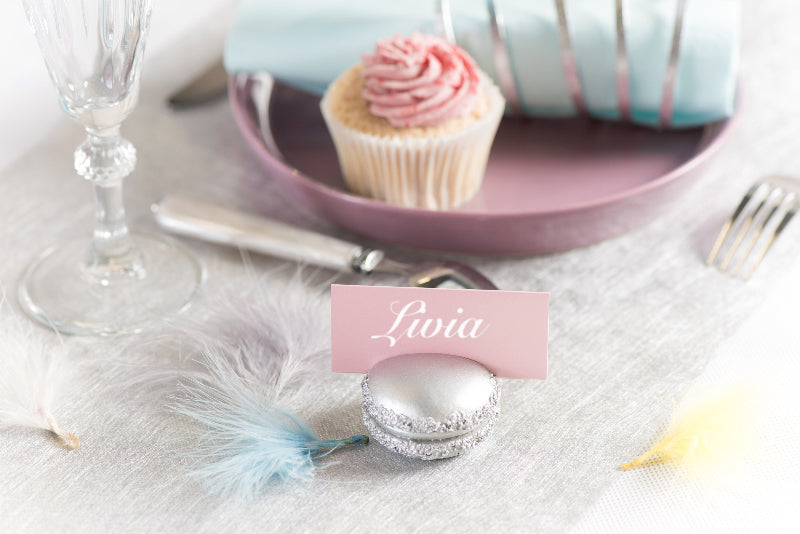 Sky blå bordkort, 7x3 cm, 10 stk.