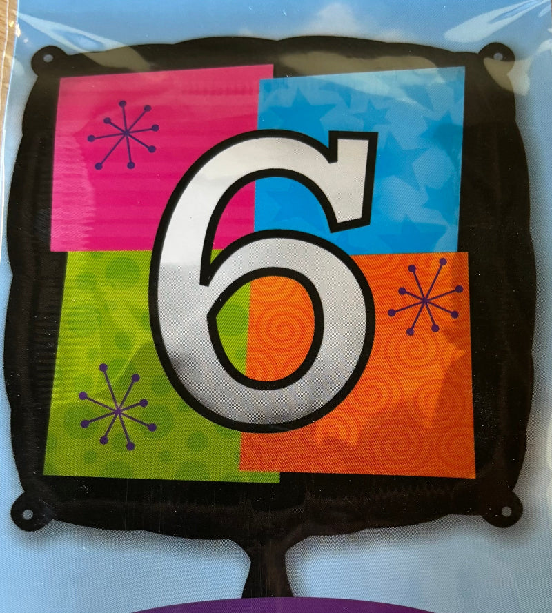 Firkantet folieballon, 6 - tal, 45 cm.