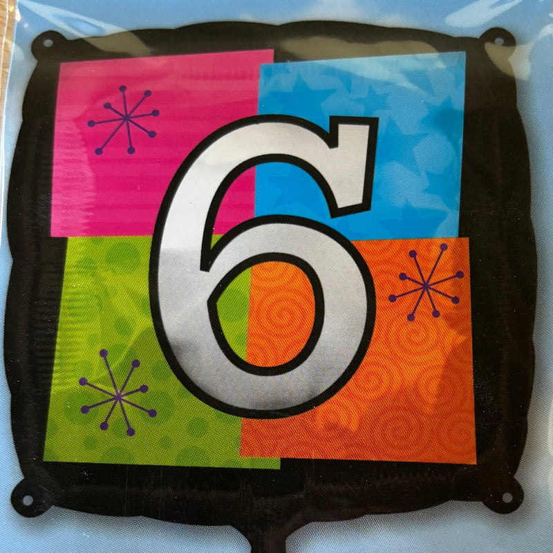 Firkantet folieballon, 6 - tal, 45 cm.