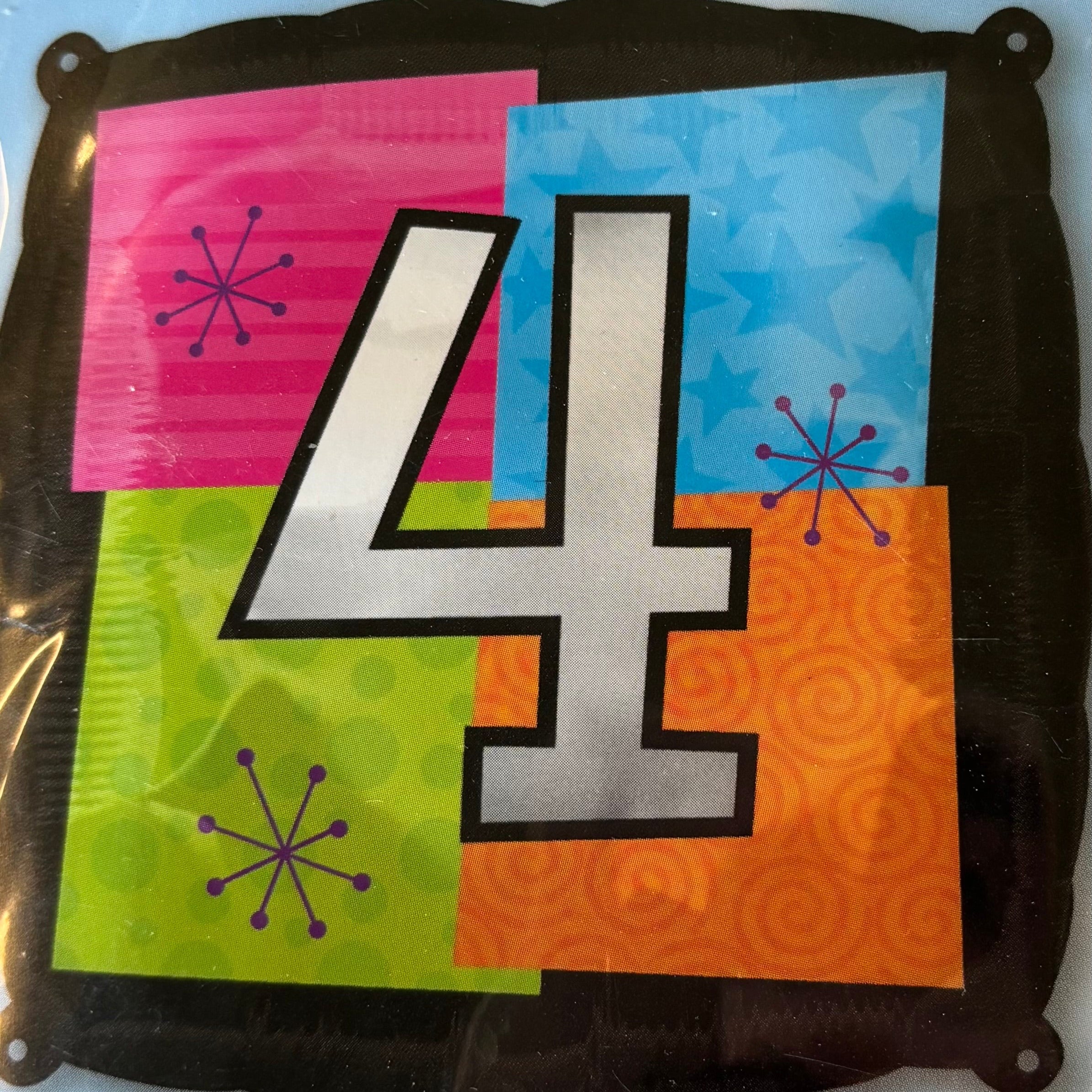 Firkantet folieballon, 4 - tal, 45 cm.