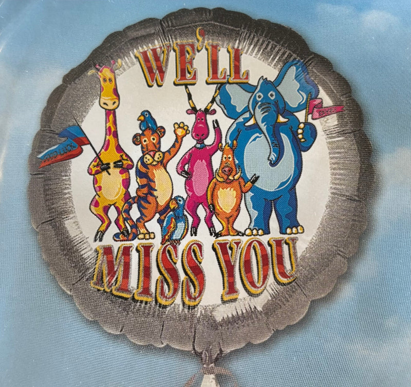 "We'll miss you" folieballon, 45 cm.