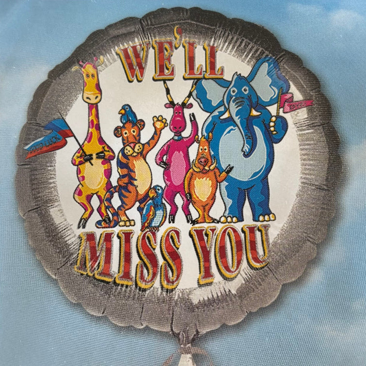 "We'll miss you" folieballon, 45 cm.