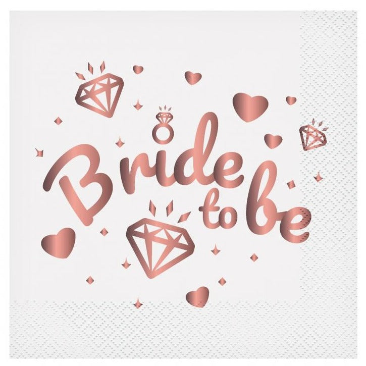 Hvide "Bride To Be" servietter, 20 stk.