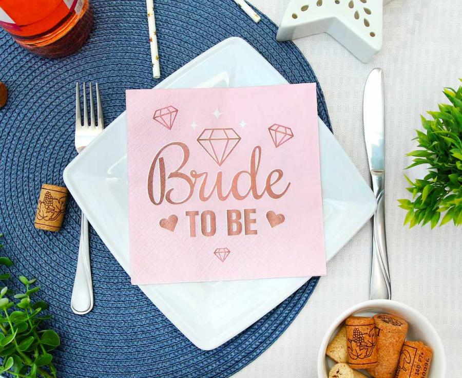 Lyserøde "Bride To Be" servietter, 20 stk.