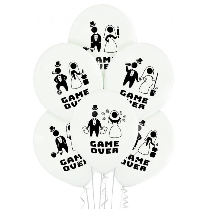 Game Over bryllups balloner, 6 stk