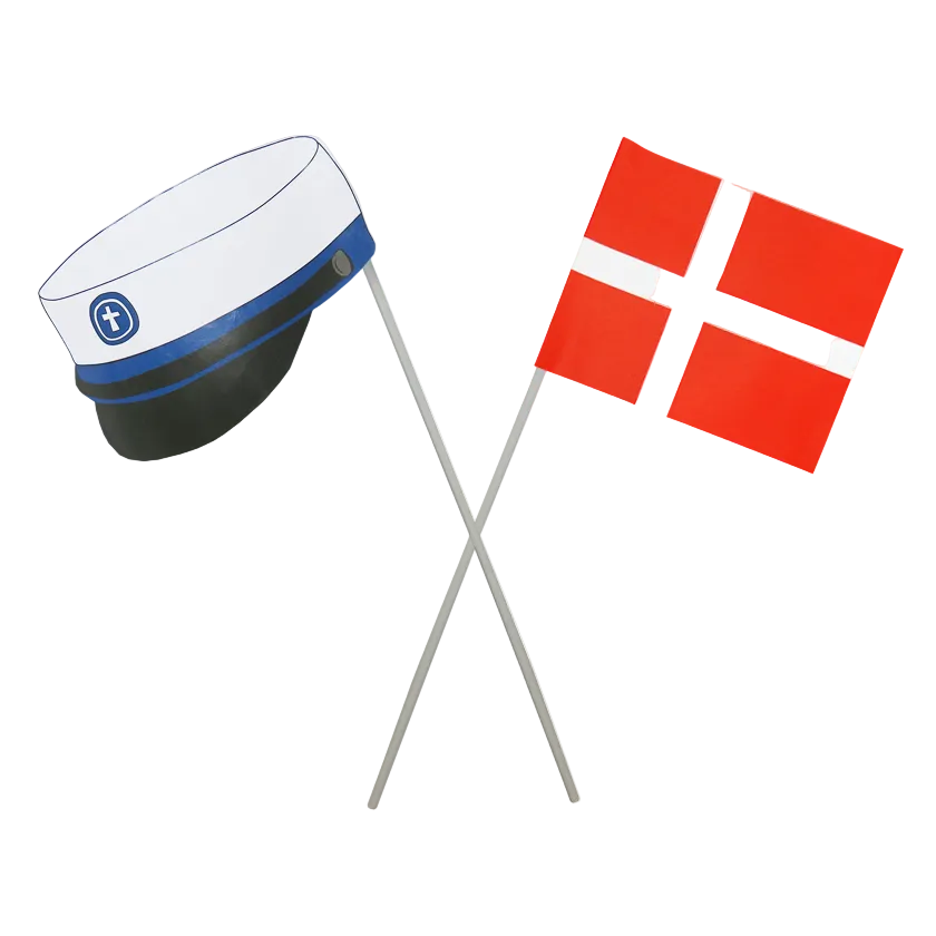 Blå studenterflag + flag, 10 stk.