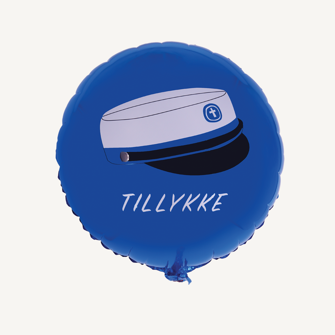 Blå rund folieballon med studenterhue, 1 stk.