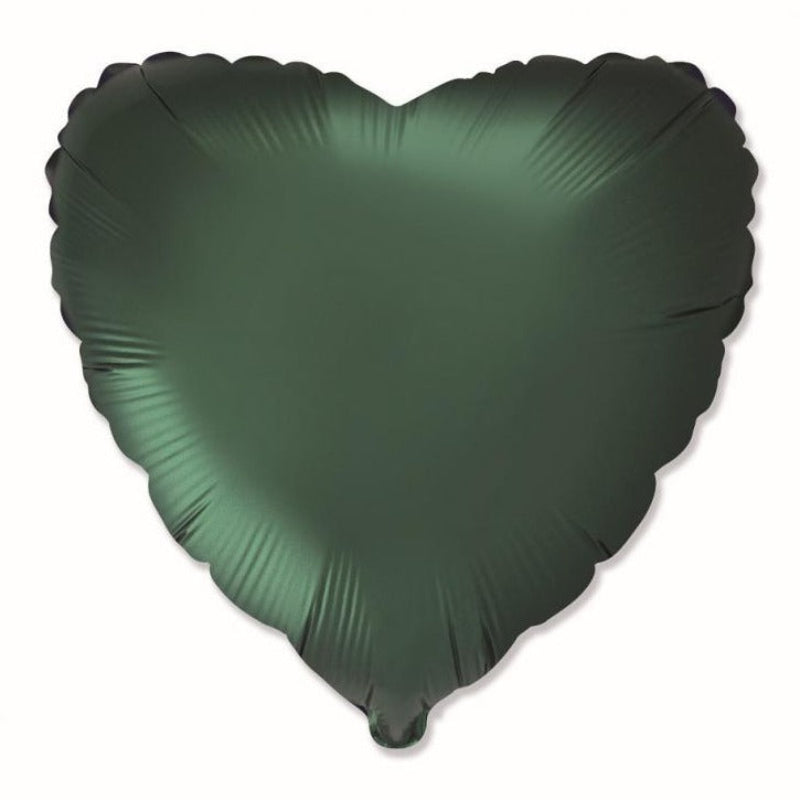 Mat grøn hjerte folieballon, 18"