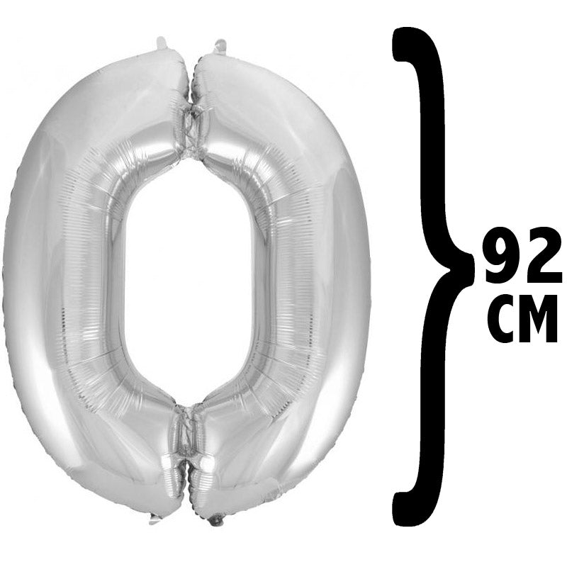 XL Folie tal ballon nummer 0 - ca 92 cm høj
