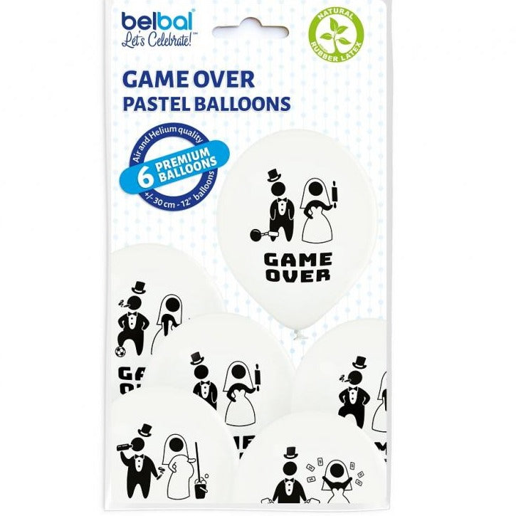 Game Over bryllups balloner, 6 stk