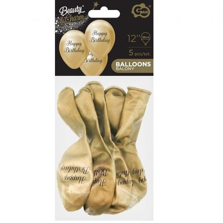 Ballon guld "happy birthday"