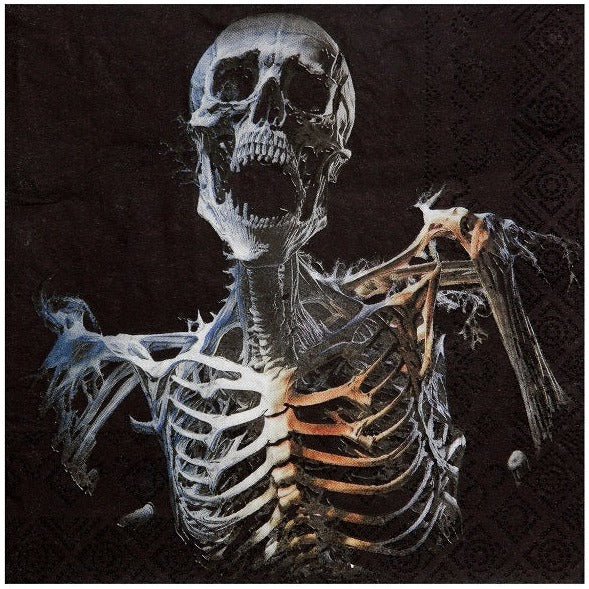 Halloween servietter sort skelet 33x33 cm., 20 stk.