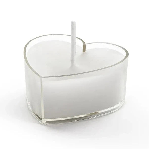 Hjertelys, 4 cm, hvid 10 stk.