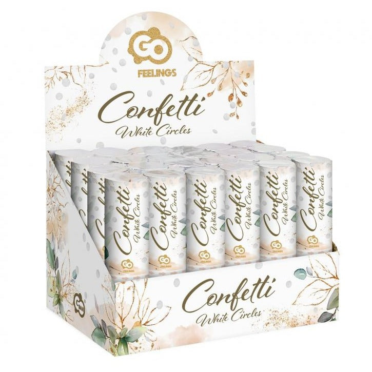 Konfettirør - hvide papir cirkler 15 cm