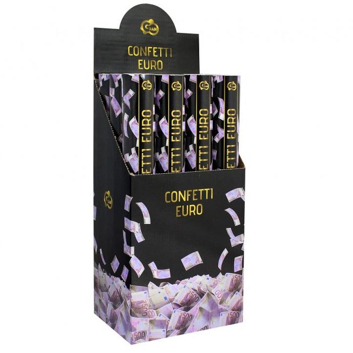 Konfettirør - Euro sedler, 40 cm.