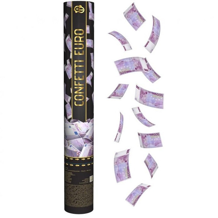 Konfettirør - Euro sedler, 40 cm.