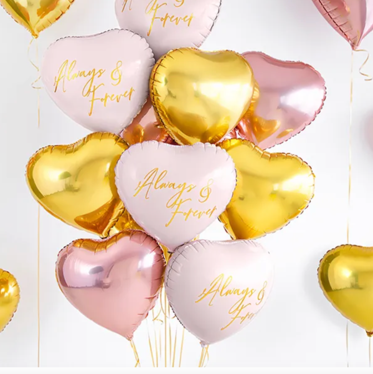 Guld hjerte folieballon, 18"