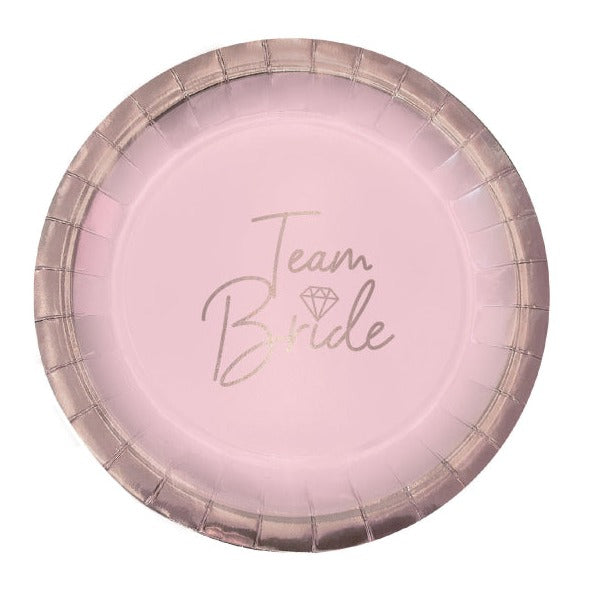 Lyserød "Bride to be" paptallerken, 8 stk.