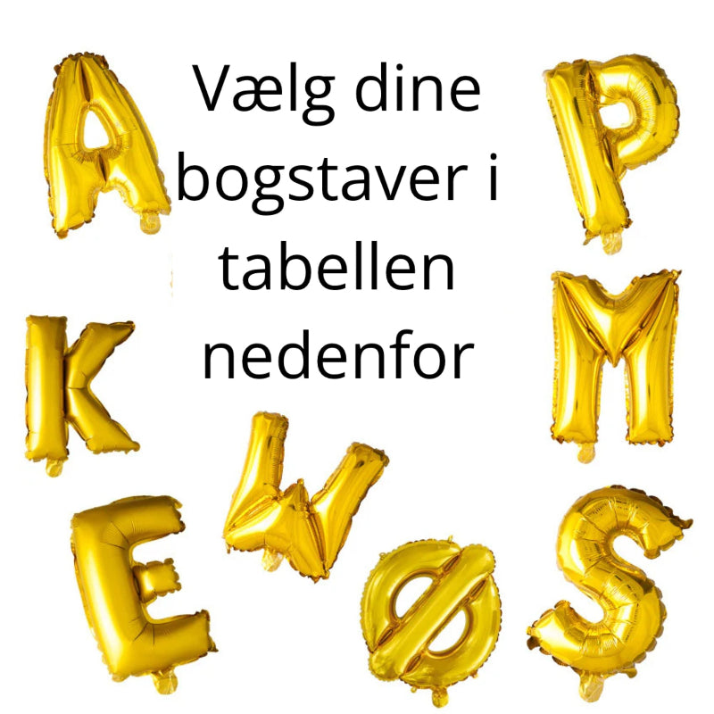 Guld bogstav ballon 41 cm - Vælg bogstav i tabellen