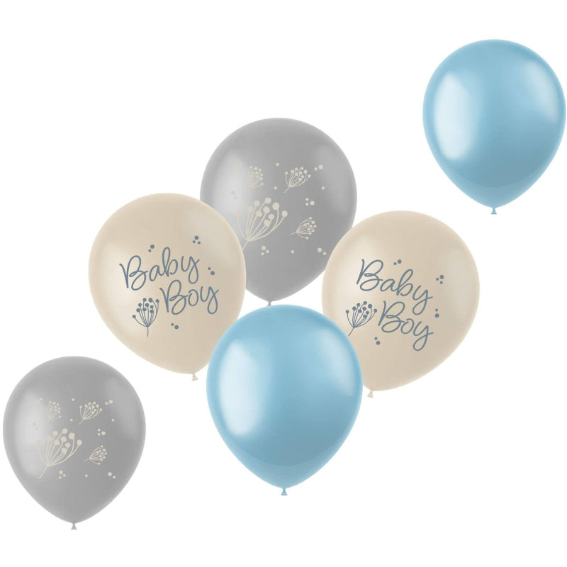 "Blooming baby boy" latexballoner, 33 cm, 6 stk.