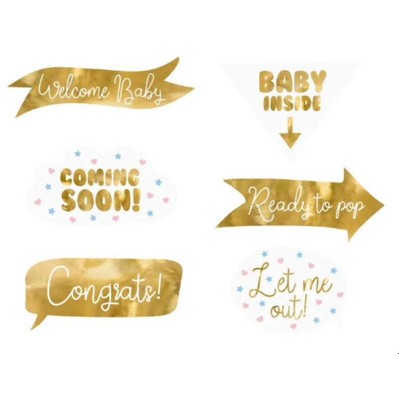 Babyshower selfiesticks, 6 stk.