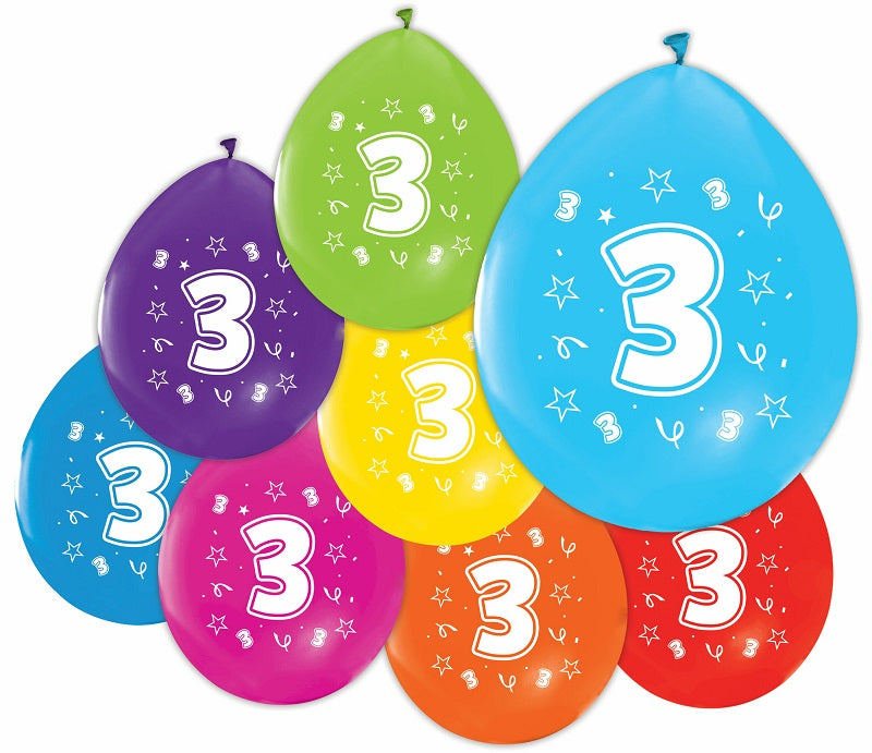 3 års balloner - 8 stk.