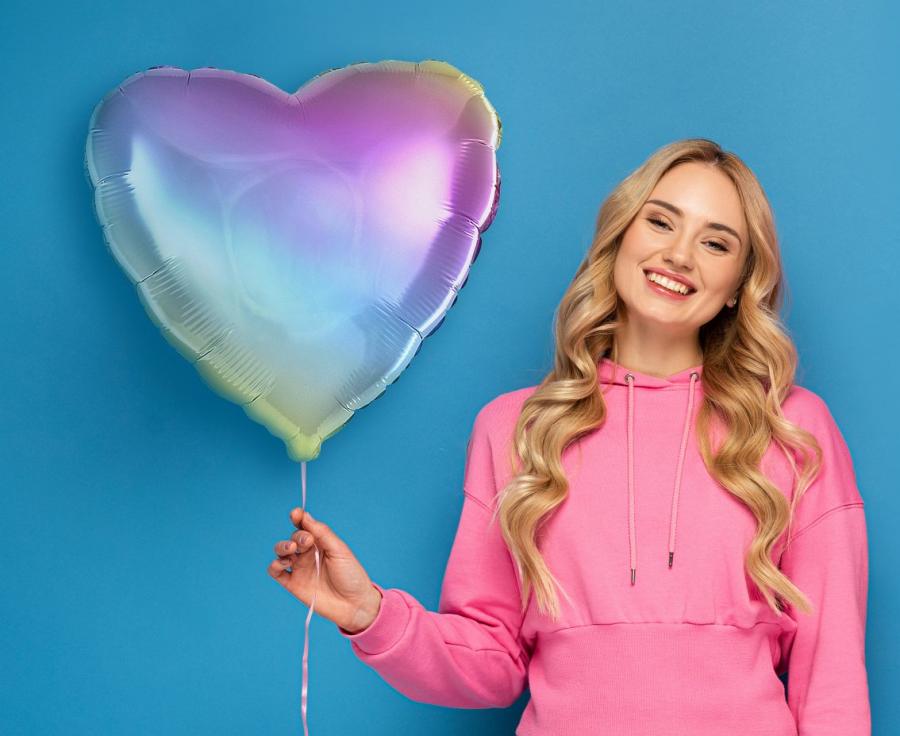 Ballon 18" Regnbue hjerte