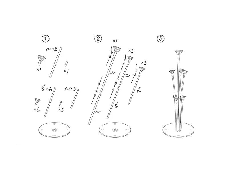 Ballonstativ til 7 balloner, 72 cm.
