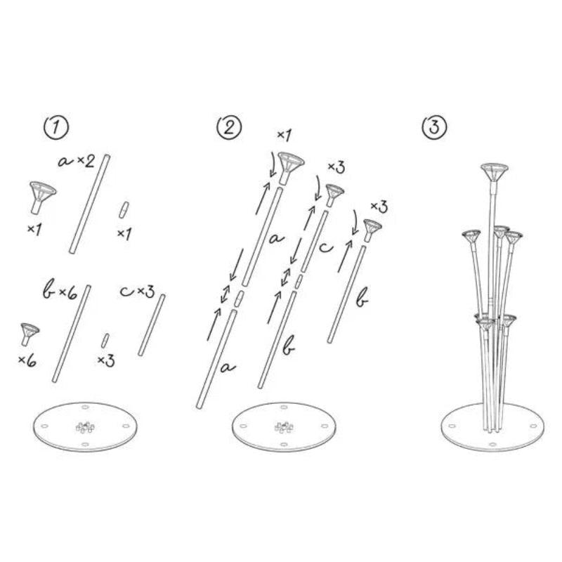 Ballonstativ til 7 balloner, 72 cm.