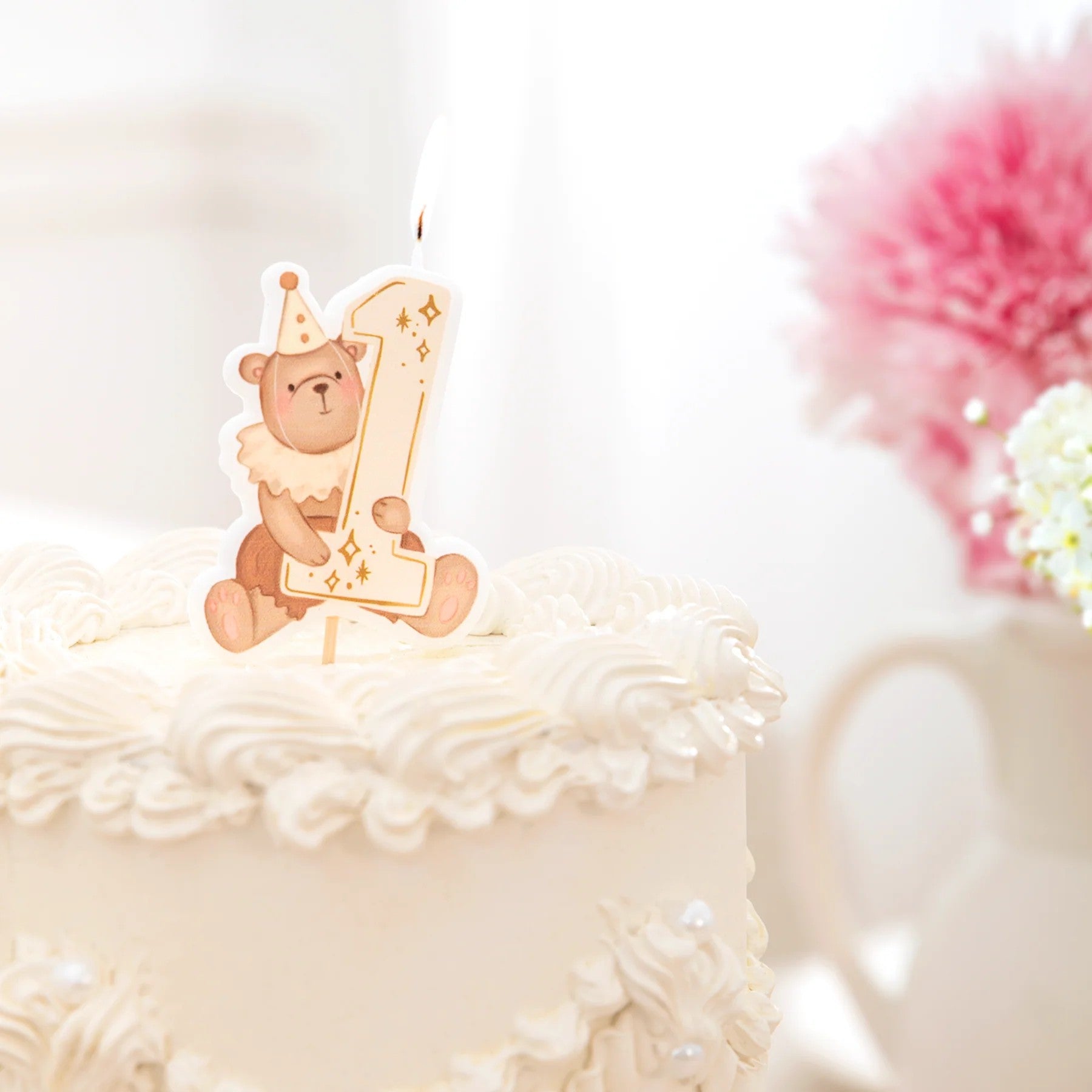 1-års bamse kagelys, 1 stk.