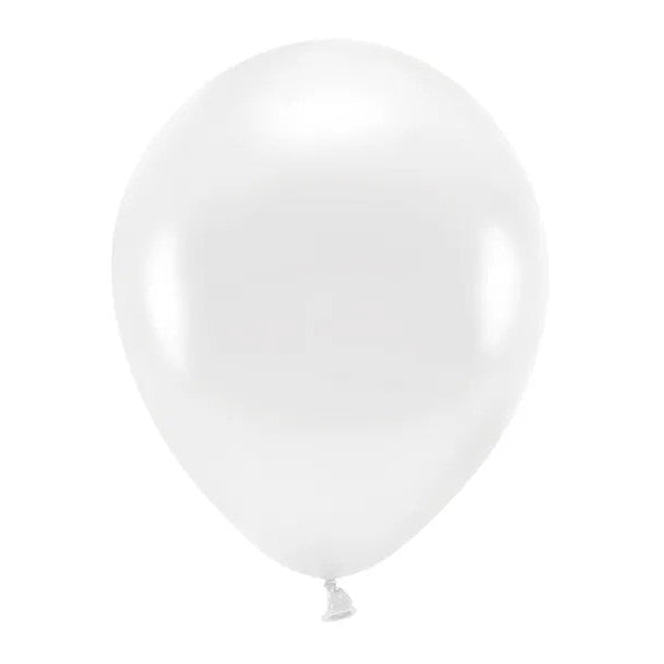 12" metallic hvid ballon, 100 stk.