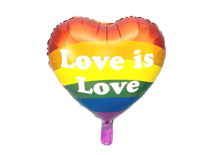 Regnbue "Love is love" folieballon, 35 cm. - Send med helium