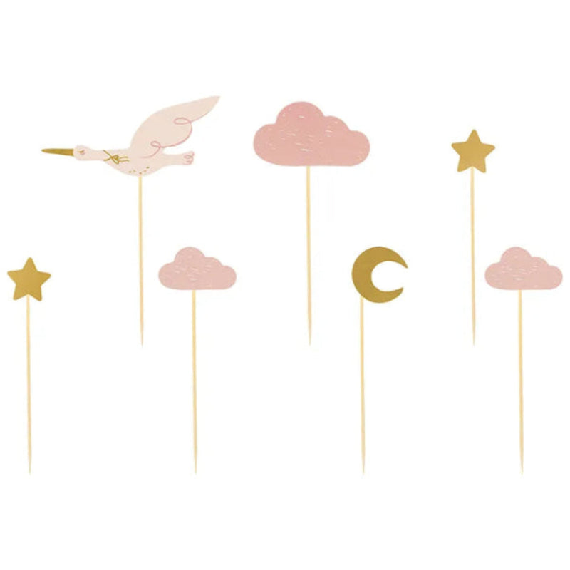 Stork cupcake pynt