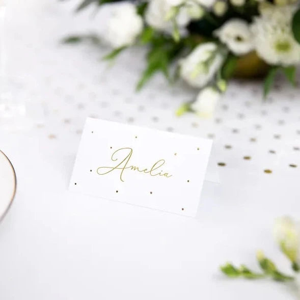 Bordkort guld prikker, 10 stk.