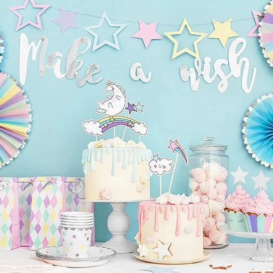 Enhjørning guirlande - Stjerner, 1,4 m