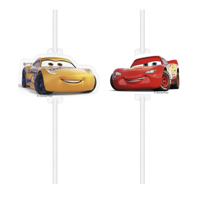 Cars 3 sugerør, 4 stk.