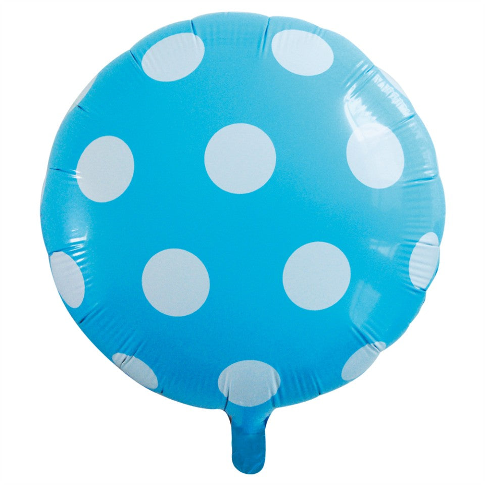 Lys blå prikket folieballon, 18"