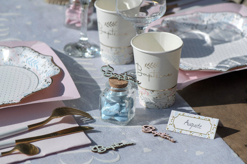 Lyserød, blå og guld bordkort, 10 stk.