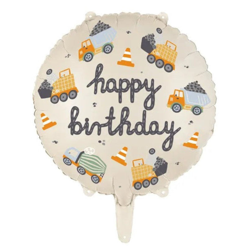 "Happy birthday", byggeplads folieballon, 45 cm.