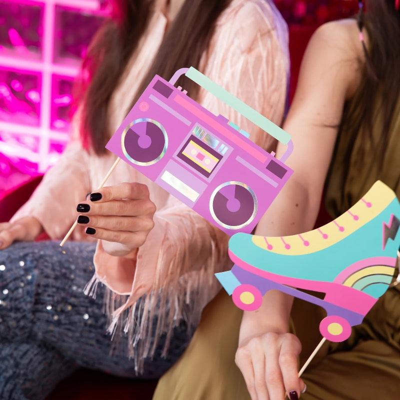 Retro disco selfie sticks, 18 stk.