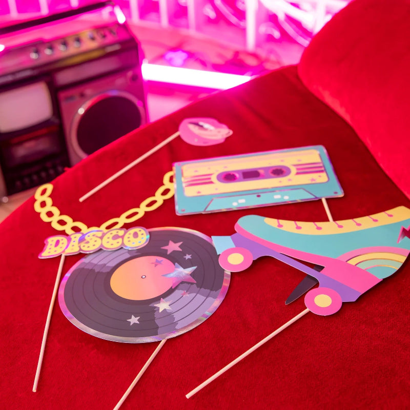 Retro disco selfie sticks, 18 stk.